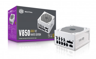 Cooler Master V850 Gold-V2 White Edition tápegység 850 W 24-pin ATX ATX Fehér PC