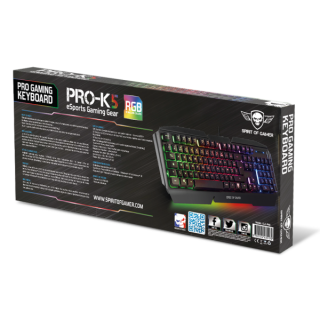 Spirit of Gamer Billentyuzet - PRO-K5 (105 gomb, Fém felso rész, RGB LED, USB, 19 anti-ghost, fekete, magyar) PC