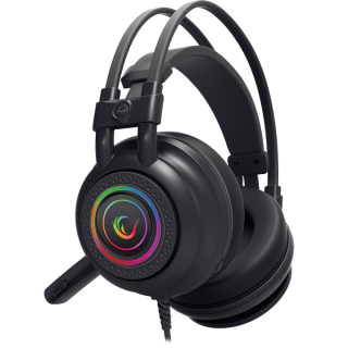 Rampage Fejhallgató - RM-K2 X-QUADRO RGB (7.1, mikrofon, USB, hangerőszabályzó, nagy-párnás, 2.2m kábel, fekete) PC