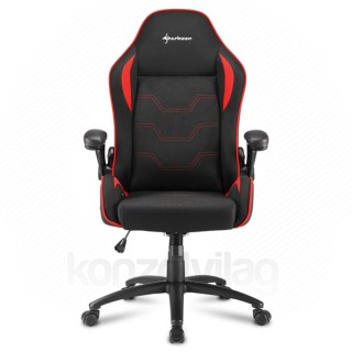 GSZEK Sharkoon Gamer szék - Elbrus 1 Black/Red (állítható magasság; fix kartámasz; szövet; acél talp; 120kg-ig) PC