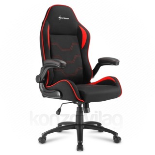 GSZEK Sharkoon Gamer szék - Elbrus 1 Black/Red (állítható magasság; fix kartámasz; szövet; acél talp; 120kg-ig) PC