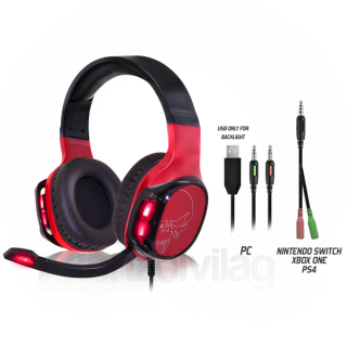 Spirit of Gamer Fejhallgató - ELITE-H60 Red (MultiPlatform, 2.0, mikrofon, Jack, hangerőszabályzó, nagy-párnás, piros) PC