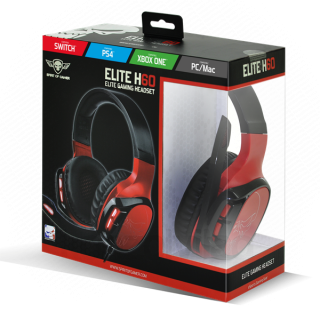 Spirit of Gamer Fejhallgató - ELITE-H60 Red (MultiPlatform, 2.0, mikrofon, Jack, hangerőszabályzó, nagy-párnás, piros) PC