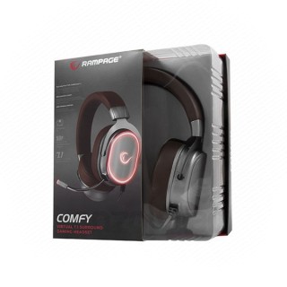 Rampage Fejhallgató - RGW8 COMFY (7.1, mikrofon, USB, nagy-párnás, 2m kábel, szürke, LED) PC