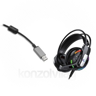 Rampage Fejhallgató - RM-K22 CHIEF-X RGB (7.1, mikrofon, USB, hangerőszabályzó, nagy-párnás, 2m kábel, fekete) PC