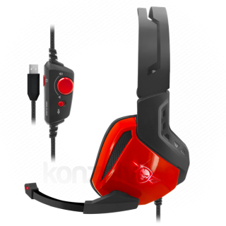 Spirit of Gamer Fejhallgató - XPERT-H100 (7.1, mikrofon, USB, hangerőszabályzó, nagy-párnás, 2.4m kábel, fekete-piros) PC