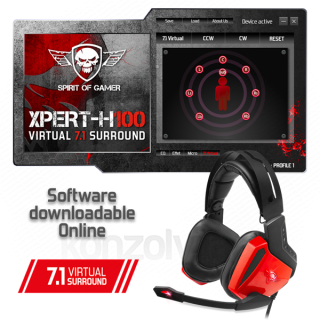 Spirit of Gamer Fejhallgató - XPERT-H100 (7.1, mikrofon, USB, hangerőszabályzó, nagy-párnás, 2.4m kábel, fekete-piros) PC