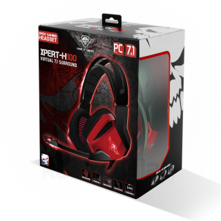 Spirit of Gamer Fejhallgató - XPERT-H100 (7.1, mikrofon, USB, hangerőszabályzó, nagy-párnás, 2.4m kábel, fekete-piros) PC