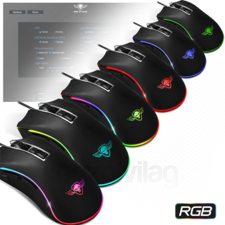 Spirit of Gamer Egér - PRO-M6 RGB (4800DPI, 500Hz, 8 programozható gomb, RGB LED, 1,8 m harisnyázott kábel, fekete) PC