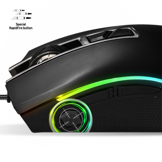 Spirit of Gamer Egér - PRO-M6 RGB (4800DPI, 500Hz, 8 programozható gomb, RGB LED, 1,8 m harisnyázott kábel, fekete) PC