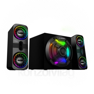 Rampage Hangszóró 2.1 - RMS-311 SHARD RGB (2.1; 80W RMS; hangerőszabályzó; USB, FM, Bluetooth, HDMI, Fekete) PC