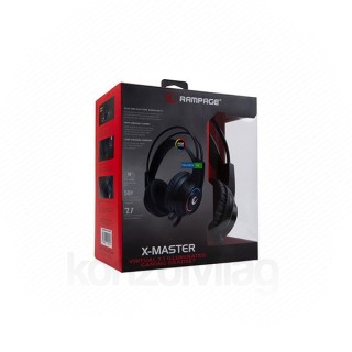 Rampage Fejhallgató - RM-K15 X-MASTER RGB (7.1; PC/PS4/XBOX, mikrofon, USB, hangerőszabályzó, nagy-párnás, fekete) PC