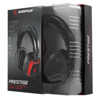 Rampage Fejhallgató - SN-RW77 PRESTIGE (7.1, mikrofon, USB, hangerőszabályzó, nagy-párnás, 2m kábel, fekete-piros) PC