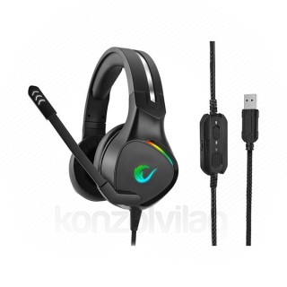 Rampage Fejhallgató - RM-K10 AMAZING RGB (7.1, mikrofon, USB, ANC, hangeroszabályzó, nagy-párnás, 2,2m kábel, fek PC