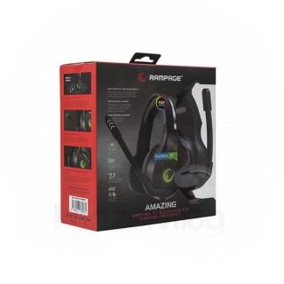 Rampage Fejhallgató - RM-K10 AMAZING RGB (7.1, mikrofon, USB, ANC, hangeroszabályzó, nagy-párnás, 2,2m kábel, fek PC