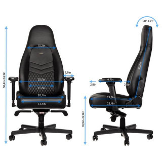 Noblechairs ICON Gamer Szék Fekete/Fekete Bőr (NBL-ICN-RL-BLA) PC