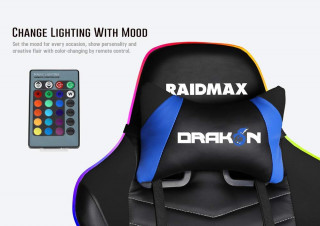 Raidmax DK922BU Drakon RGB gamer szék kék PC