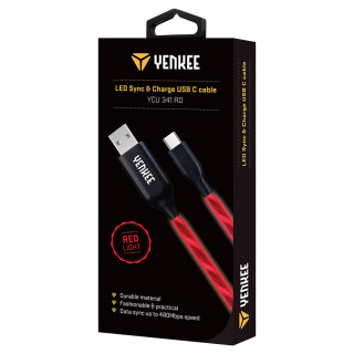 YENKEE YCU 341 RD LED USB-C kábel 1m  PC