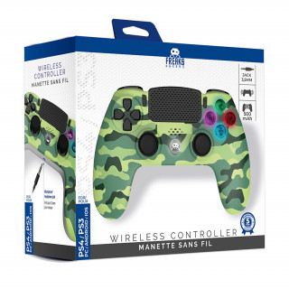 Freaks and Geeks - PS4 vezeték nélküli LED kontroller - Green Camo / Zöld terepmintás (140142d) PS4